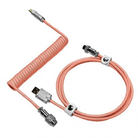 Szín: Rose Red - Type-C USB 1,8M mechanikus billentyűzet tekercses kábelhuzal Type-C-USB kábel Spirális légi közlekedési