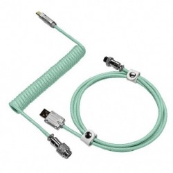 Szín: zöld - Type-C USB 1,8M mechanikus billentyűzet tekercses kábelhuzal Type-C-USB kábel Spirális légi közlekedési