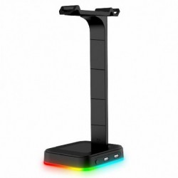 Szín: C - RGB Gaming fejhallgató-állvány Kettős C-típusú USB-portos RGB Strip Light asztali játék fejhallgató-tartó