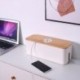 Mérete: L 29,5X11,4X11cm - Kábeltároló doboz fa burkolattal Porálló töltő aljzattal, telefon tápkábel tároló tokkal