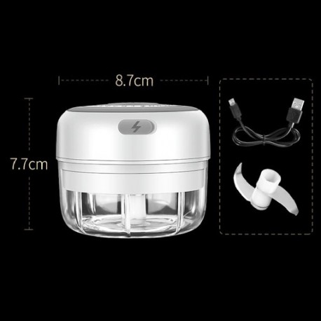 Szín: 100 ml fehér - Mini elektromos fokhagymadaráló, hordozható élelmiszer-aprító zöldségprés aprító, USB töltő,