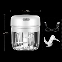 Szín: 200 ml fehér - Mini elektromos fokhagymadaráló, hordozható élelmiszer-aprító zöldségprés aprító, USB töltő,