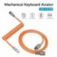 Szín: narancs - 2 az 1-ben tekercselt Aviator Wire Type-C-USB kábel a mechanikus billentyűzethez Aviation Connector Spirális