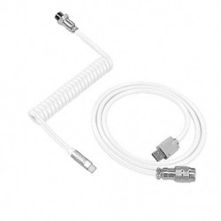 Fehér szín - 2 az 1-ben tekercselt Aviator Wire Type-C-USB kábel a mechanikus billentyűzethez Aviation Connector