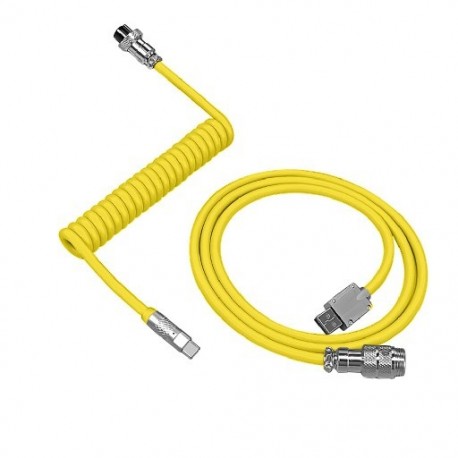Szín: sárga - 2 az 1-ben tekercselt Aviator Wire Type-C-USB kábel a mechanikus billentyűzethez Aviation Connector Spirális
