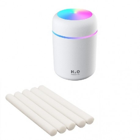 Szín: fehér 5 szűrő - 300 ml légpárásító USB ultrahangos aroma illóolaj diffúzor Romantic Soft Light párásító