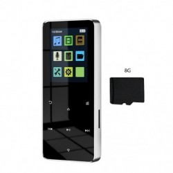 Szín: ezüst 8G - MP4 lejátszó Bluetooth beépített hangszóróval Érintőgombos FM rádió Videó lejátszás E-könyv