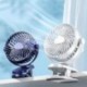 Fekete szín - USB mini klip ventilátor elemmel működő, újratölthető asztali ventilátor, 360°-os forgás, 3 sebességes