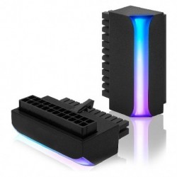 Fekete szín - ATX 24 tűs 90 fokos tápcsatlakozó adapter 5V ARGB alaplapi alaplap tápkábel csatlakozója barkács