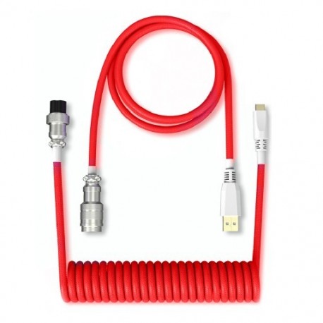 Piros szín - C típusú USB-kábel mechanikus billentyűzet tekercselt kábelhuzal Számítógép repülőcsatlakozó
