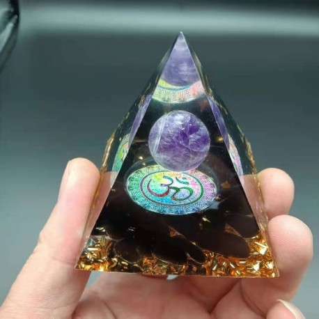 Szín: 06 - Orgone Piramis Ametiszt Peridóta Gyógyító Természetes Reiki Kristály Energia Generátor Orgonit Piramis Emf