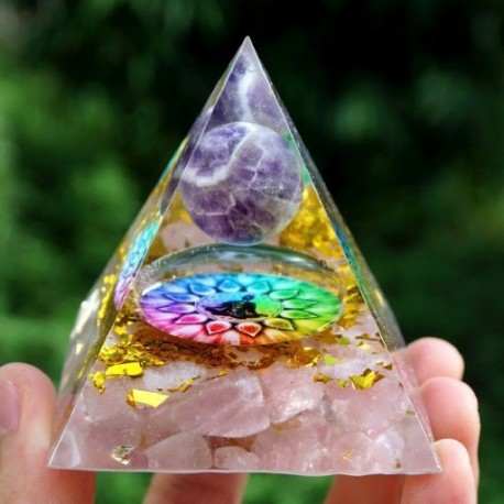 Szín: 18 - Orgone Piramis Ametiszt Peridóta Gyógyító Természetes Reiki Kristály Energia Generátor Orgonit Piramis Emf