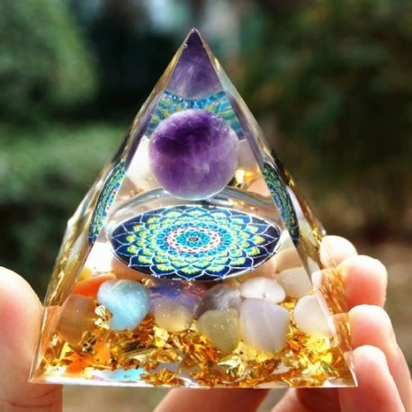 Szín: 19 - Orgone Piramis Ametiszt Peridot Gyógyító Természetes Reiki Kristály Energia Generátor Orgonit Piramis Emf