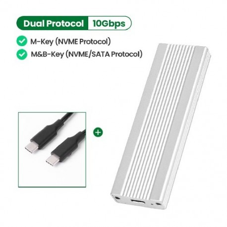 Szín: kettős protokoll C-től C-ig - Dual Protocol M2 NVMe/NGFF SATA SSD tok 10 Gbps HDD Box M.2 – USB 3.1 SSD tokház NVME