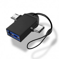 Fekete szín - 2 az 1-ben C típusú mikro USB OTG adapter USB 3.0 aljzatból mikro USB csatlakozóba és USB C dugasz