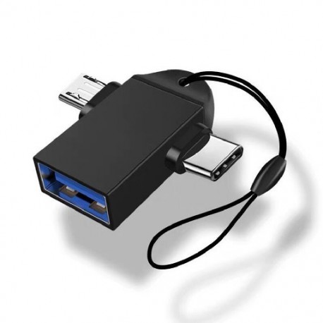 Fekete szín - 2 az 1-ben C típusú mikro USB OTG adapter USB 3.0 aljzatból mikro USB csatlakozóba és USB C dugasz