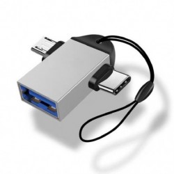 Szín: ezüst - 2 az 1-ben C típusú mikro USB OTG adapter USB 3.0 aljzatból mikro USB csatlakozóba és USB C dugasz