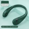 Szín: 5000 mAh zöld - Hordozható akasztós nyaki ventilátor 5000 mAh USB újratölthető penge nélküli némító