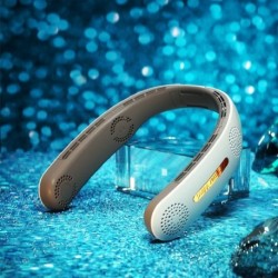 Szín: 4000 mAh fehér - Hordozható akasztós nyaki ventilátor 5000 mAh USB újratölthető penge nélküli némító