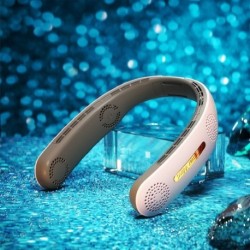 Szín: 4000 mAh rózsaszín - Hordozható akasztós nyaki ventilátor 5000 mAh USB újratölthető penge nélküli némító