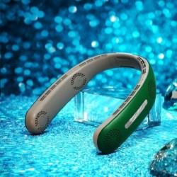 Szín: 4000 mAh zöld - Hordozható akasztós nyaki ventilátor 5000 mAh USB újratölthető penge nélküli némító