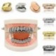 Fém színe: 2 - Arany ezüstözött Hip Hop Teeth Grillz Top& Bootom Groll szett szilikon vámpírfogakkal A legjobb ajándék