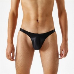 Fekete szín - Szexi Olaj fényes Férfi Alsónadrágok Fehérnemű Férfi Mini Bugyi Férfi Jockstrap String Alacsony derék