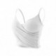 Fehér szín - Divatos női bordás keresztes felsők Nyári, őszi, mély V nyakú Basic Vest Crop felsők Ujjatlan camisole