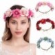 Szín: Rose Red - Bohém női virág Tiara Garland fejpántok Romantikus esküvői menyasszonyi hajpántok Virágos hercegnő