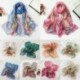 Szín: páva zöld - Divat Nyári Női Virágmintás sál Női Luxus Strand Selyem Sál Kendők Női Foulard Hosszú pakolások