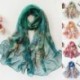 Szín: páva zöld - Divat Nyári Női Virágmintás sál Női Luxus Strand Selyem Sál Kendők Női Foulard Hosszú pakolások