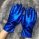 Szín: kék - Szexi fekete ezüst arany színű PU kesztyű Női punk stílus Full Finger kesztyű Clubwear Party Cosplay