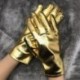 Szín: kék - Szexi fekete ezüst arany színű PU kesztyű Női punk stílus Full Finger kesztyű Clubwear Party Cosplay