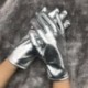 Szín: kék - Szexi fekete ezüst arany színű PU kesztyű Női punk stílus Full Finger kesztyű Clubwear Party Cosplay