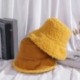 Szín: SÁRGA - Divatos műszőrme téli vödörsapka meleg maci szőrös sapkák nőknek vastag Bob panama sapka kétoldalas