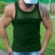 Szín: zöld - Férfi hálós felsők Ujjatlan ingek Egyszínű izommellény Alsóingek O-nyakú Slim Fit Gym póló
