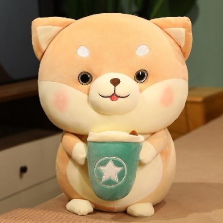 Magasság: 20 cm - 20/35/45 cm Kawaii Shiba Inu Kutya Buborékos Tea csésze Plüss játékok Töltött puha állatpárna babák