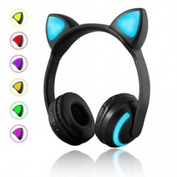 Vezeték nélküli Bluetooth Headset - Stílusos - Összehajtható fejhallgató LED-es világitó cica fülekkel