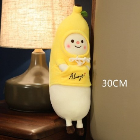 Szín: 30 cm - 1db 30-85cm Vicces banán plüssjátékok Kawaii Fruit Banana Baby ruhával párnával töltött puha babák
