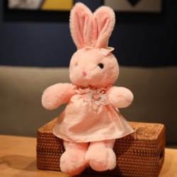 Szín: 40cm rózsaszín nyúl - 30-40 cm-es Kawaii 3 stílusú plüss nyúlbabák, szépen öltözött szalagos nyúl Peluche