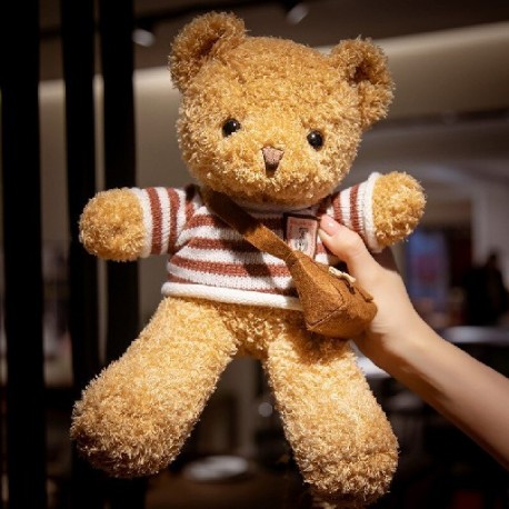 Szín: 12 - 1 db 30 cm-es Kawaii Teddy Bear plüssjátékok Puha kitömött aranyos maci ruhatáskákkal Plüss párna