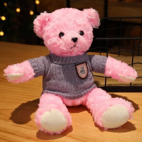 Szín: 17 - 1db 35cm-es Kawaii Hug pulóver Teddy Bear Plüss babák Lovely Bear ruhákkal Szívpárna Szép esküvői Valentin