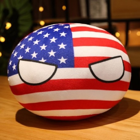 Fehér szín - 10 cm Kawaii Poland Ball medál plüss játék KÍNA USA FRANCIAORSZÁG Countries Golyóbabák Töltött anime