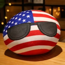 Fekete szín - 10 cm Kawaii Poland Ball medál plüssjáték KÍNA USA FRANCIAORSZÁG Countries Golyóbabák Töltött Anime