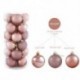 Szín: Rose Gold - 24 db 6/8cm vegyes színű karácsonyi labdák dobozos karácsonyfa díszek golyók függő medál