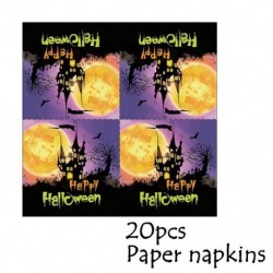 Szín: 20db papírszalvéta - Halloween lila kastély eldobható party étkészlet Halloween dekoráció otthonra Horror