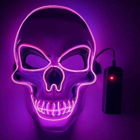 Szín: rózsaszín - Halloween Demon Punk Koponya Izzó maszk Neon LED Fények Halloween Party Cosplay Jelmez Maszk