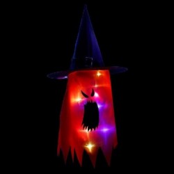 Szín: piros világító - LED villogó fény Szellem Izzó boszorkánysapka Halloween party dekorációs fesztivál