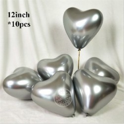 Szín: ezüst - 12 hüvelykes 10db Króm lufi Szívballon Fém latex hélium Lufi Globos születésnapi party dekoráció