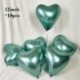 Szín: zöld - 12 hüvelykes 10db Króm lufi Szívballon Fém latex hélium Lufi Globos születésnapi parti dekoráció